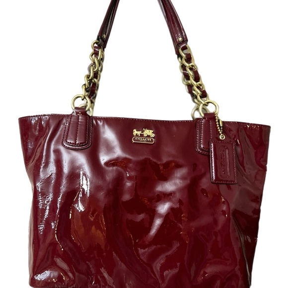 Coach Handbags - Coach Burgundy Patent Leather Tote